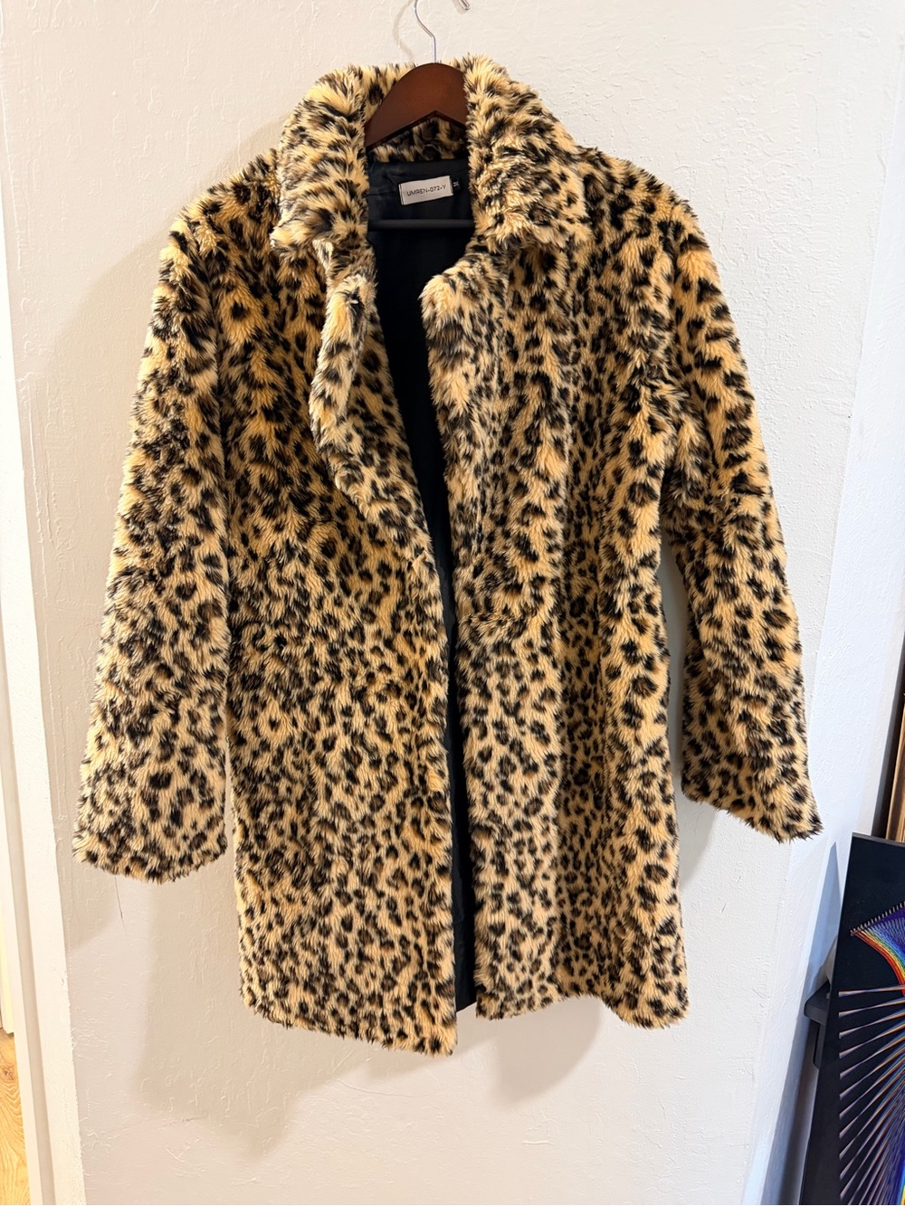 Leopard Faux Fur Coat - Women's Tan/Black Jacket